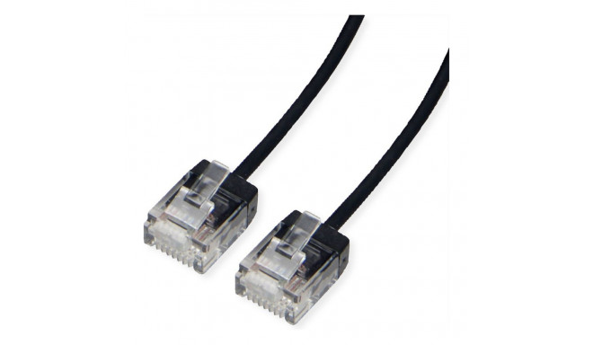 "ROLINE UTP DataCenter Patchkabel Cat.6A (Class EA), LSOH, slim, extra kurzer Stecker, schwarz, 1,5 