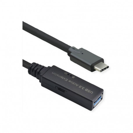 "ROLINE USB 3.2 Gen 1 Aktives Repeater Kabel, Typ A - C, schwarz, 20 m"