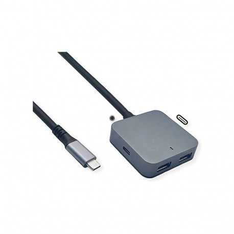 VALUE USB 3.2 Gen 2 jaotur, 4 porti (2x USB-A + 2x USB-C), pikenduskaabliga, 3 m