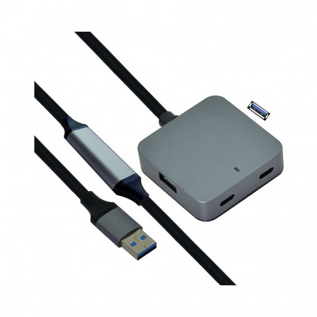 VALUE USB 3.2 Gen 1 jaotur, 4 porti (2x USB-A + 2x USB-C), pikendusjuhtmega, must, 10 m