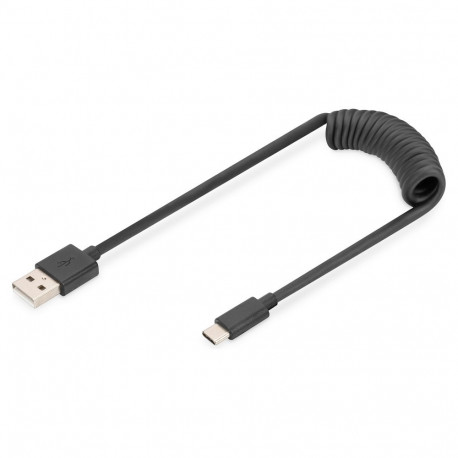 "USB-A - USB-C Spiralkabel, 1m"