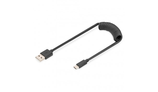 "USB-A - USB-C Spiralkabel, 1m"