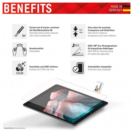 "DISPLEX Tablet Panzerglas (9H) f. Apple iPad 10,9""/11"" (2024/25) Eco-Montagerahmen L-Form, unzerb
