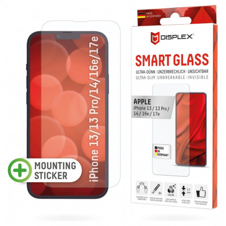 "DISPLEX Smart Glass (9H) für Apple iPhone 13/13 Pro/14/16e Montagesticker, unzerbrechlich, ultra-dü