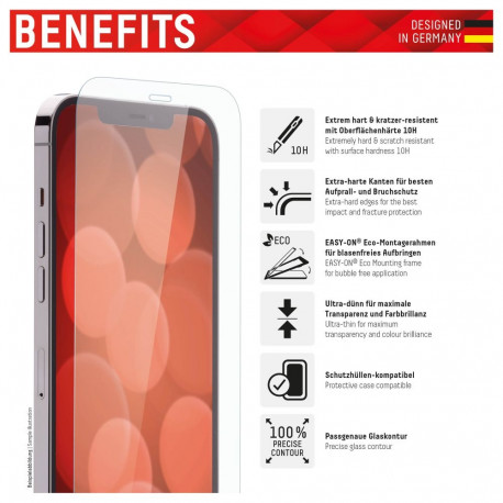 "DISPLEX Panzerglas 2D/ Clear (10H) für iPhone 13/13 Pro/14/16e Eco-Montagerahmen, Tempered Glas, kr
