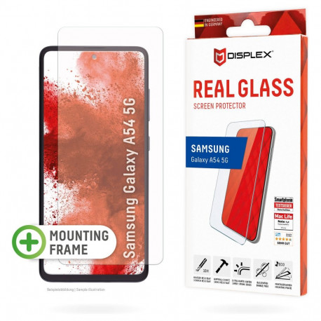 DISPLEX Panzerglas 2D/ Clear (10H) Samsung Galaxy A54 5G karastatud kaitseklaas, eco-paigaldusraam, 