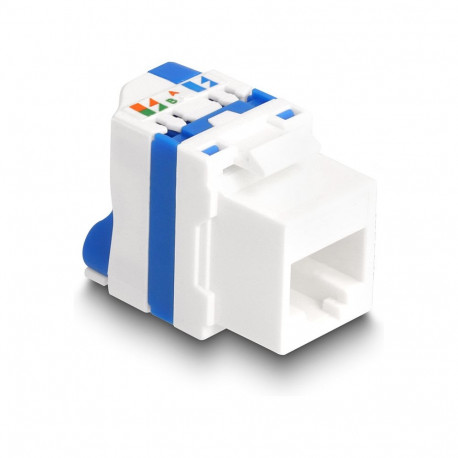 "Keystone Modul RJ45 Buchse zu LSA Cat.6A werkzeugfrei mit blauen Drehverschluss"