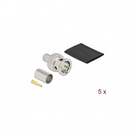"BNC Stecker 75 Ohm zum Crimpen RG6 mit passendem Schrumpfschlauch - 5 Stück"