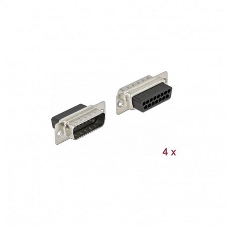 "D-Sub 15 Pin Crimp Stecker, Metall, 4 Stück"