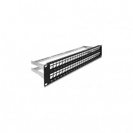 "Delock 19? Keystone Patchpanel 48 Port mit Entlastungsschienen 2 HE schwarz"