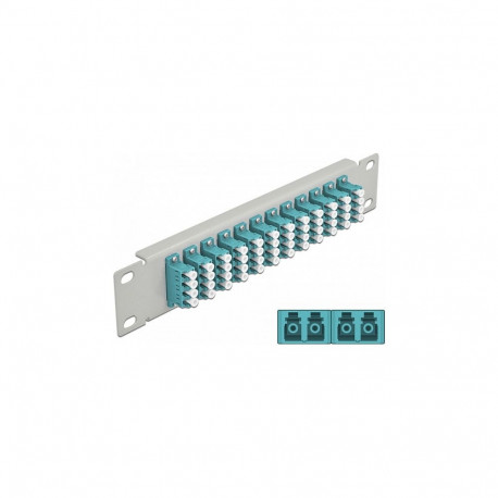 10" fiiberoptiline patch-paneel 12 Port LC Quad aqua 1 HE, hall