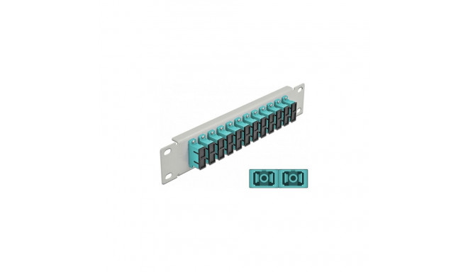 Delock 10-tolline kiudoptiline patch-paneel 12 porti SC Duplex helesinine 1U hall