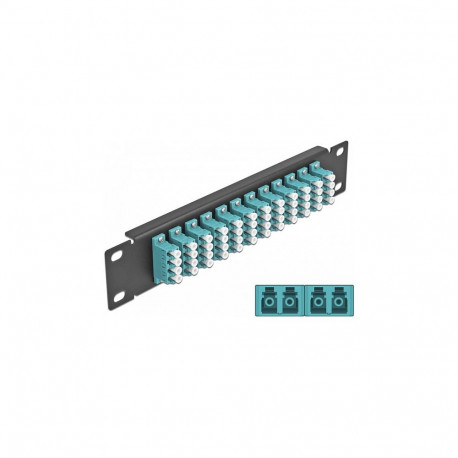 Delock 10" LWL patšpaneel 12 porti LC Quad aqua 1U must