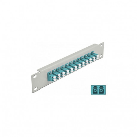 "10"" LWL Patchpanel 12 Port LC Duplex aqua 1 HE grau"