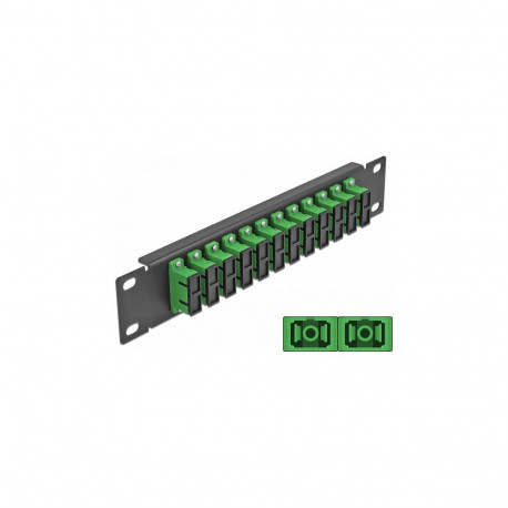 10" LWL patch-paneel 12 Port SC Duplex 1 HE, roheline, must