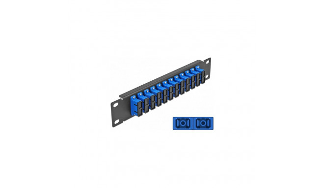 Delock 10" LWL patšpaneel 12 Port SC Duplex sinine 1 HE must