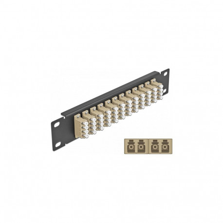 10" LWL patchpaneel 12 Port LC Quad 1 HE, beež, must
