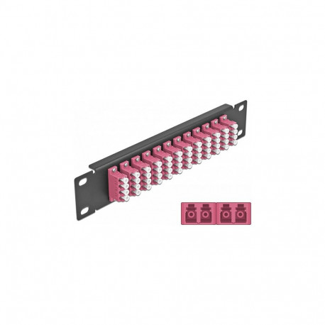 10" LWL-patchpaneel 12 Port LC Quad 1 HE, lilla, must