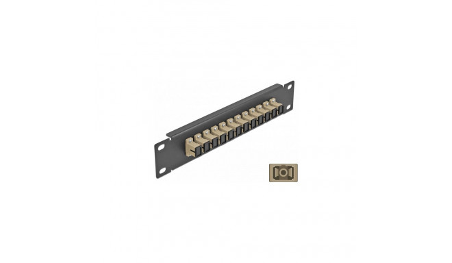 "10"" LWL Patchpanel 12 Port SC Simplex beige 1 HE schwarz"