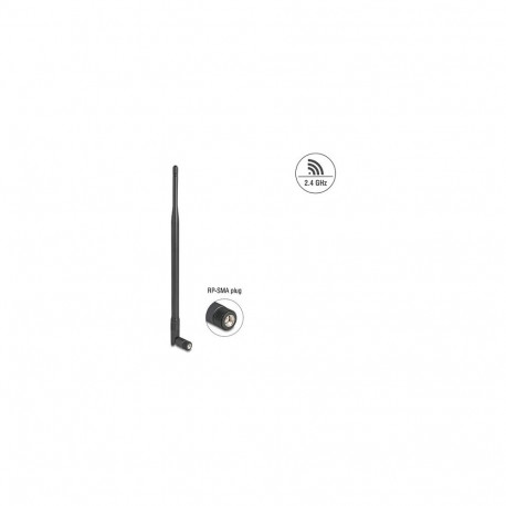 "WiFi 2,4 GHz Antenne RP-SMA Stecker 7 dBi omnidirektional mit Kippgelenk schwarz"