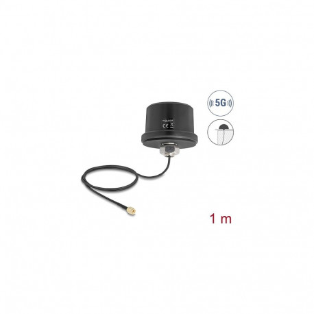 Delock 5G LTE GNSS WiFi 6 antenn SMA pistik 1,9 - 3,3 dBi ringsuunaline ULA100 1 m ühenduskaabliga k