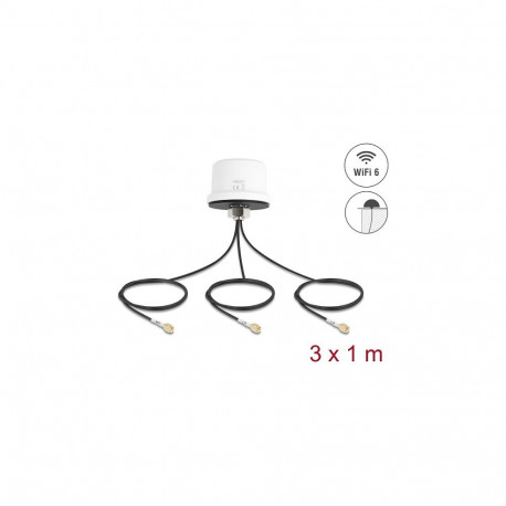 Delock 4G MIMO Dualband WiFi 6 antenn 2 x SMA + 1 x RP-SMA pistik ULA100 1 m kruvikinnitus välitingi