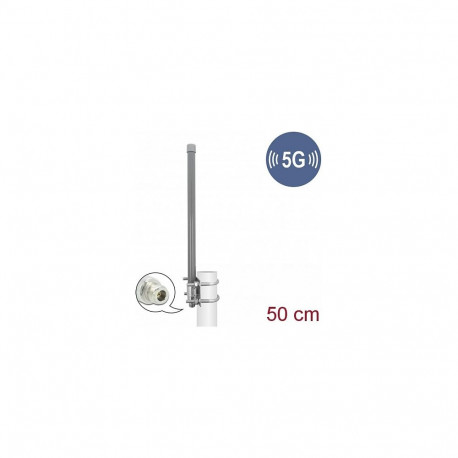 Delock 5G 3,3 - 3,8 GHz antenn N-pesaga 8 dBi 50 cm ringsuunaline jäik välistingimustesse hall