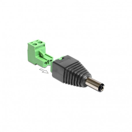 "Delock Adapter DC 5,5 x 2,5 mm Stecker > Terminalblock 2 Pin 2-teilig"