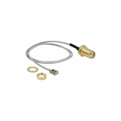 "DELOCK Antennenkabel SMA Buchse zum Einbau zu MHF I LK Stecker 1.13 20 cm Gewindelnge 10 mm"
