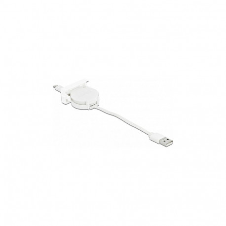 "DELOCK Easy 45 Modul USB 2.0 Ausrollkabel USB Typ-A zu 8 Pin Lightning Stecker weiss"