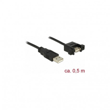 "DELOCK Kabel USB 2.0 Typ-A Stecker > USB 2.0 Typ-A Buchse zum Einbau 0.5m"
