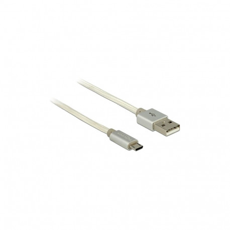 "DELOCK Kabel USB 2.0 A Stecker > USB 2.0 Micro B Stecker mit Textilummantelung weis 1m"