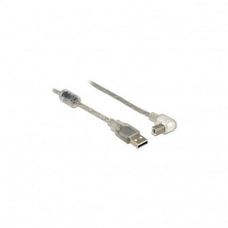 Delock USB 2.0 A-pistik > USB 2.0 B-pistik kaabel 90° alla suunatud 0.5 m läbipaistev