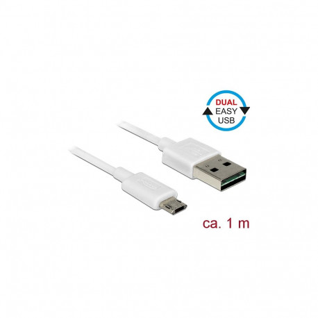 "DELOCK Kabel EASY-USB 2.0 Typ-A Stecker > EASY-USB 2.0 Typ Micro-B Stecker weiss 1 m"