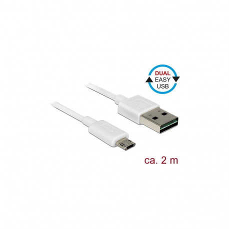 "DELOCK Kabel EASY-USB 2.0 Typ-A Stecker > EASY-USB 2.0 Typ Micro-B Stecker weiss 2 m"