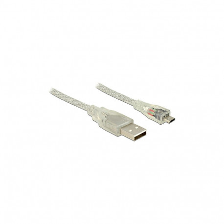 "DELOCK Kabel USB 2.0 Typ-A Stecker > USB 2.0 Micro-B Stecker 1 m transparent"