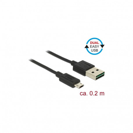 Delock EASY-USB 2.0 Typ-A > EASY-USB 2.0 Typ Micro-B must kaabel 20 cm