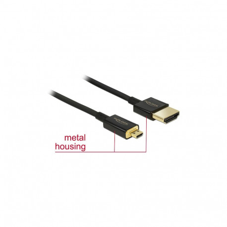 "DELOCK Kabel High Speed HDMI mit Ethernet - HDMI-A Stecker > HDMI Micro-D Stecker 3D 4K 0.25 m Slim