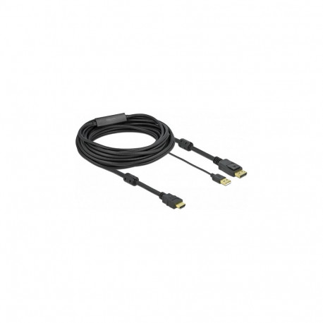 "DELOCK HDMI M DisplayPort M 4K cable 7m powered by USB A M black"