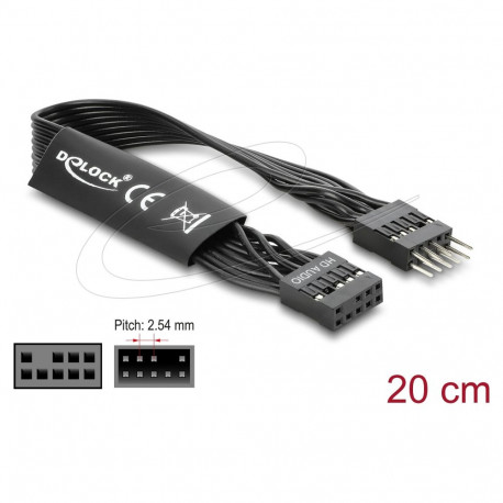 "Delock HD Audio Flachbandkabel Mainboard Verlängerungskabel 9 Pin Pfostenstecker zu Pfostenbuchse 2