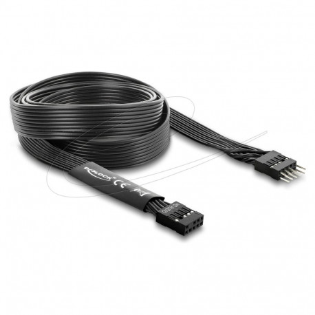 "HD Audio Flachbandkabel Mainboard Verlängerungskabel 9 Pin Pfostenstecker zu Pfostenbuchse 1 m schw