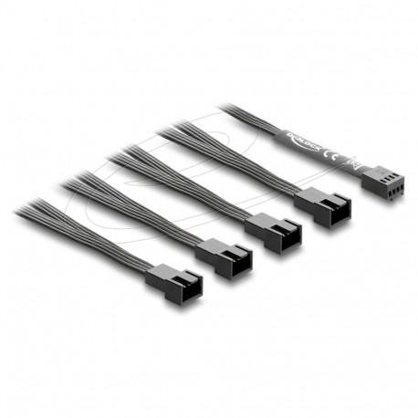 Delock ventilaatorikaabli jagaja 1 x 4 Pin PWM pesa kuni 4 x 4 Pin PWM pistikut, must, 40 cm, 20 cm 