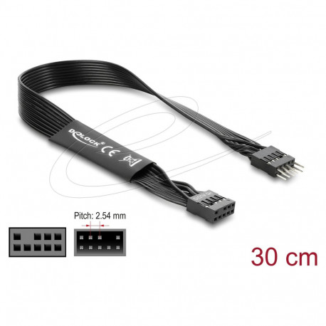 "Delock HD Audio Flachbandkabel Mainboard Verlängerungskabel 9 Pin Pfostenstecker zu Pfostenbuchse 3