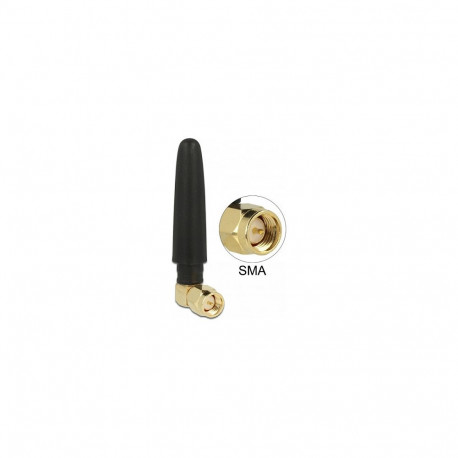 "WLAN 802.11 b/g/n Antenne SMA Stecker 90° 2 dBi omnidirektional starr aus flexiblem Material schwar