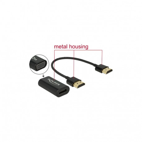 "Adapter HDMI-A Stecker > VGA Buchse Metallgehäuse mit 15 cm Kabel"