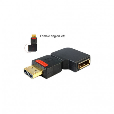 Delock adapter DP-St > DP-Bu vasakule nurgaga must