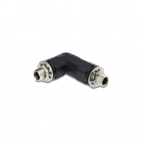 "Hohlstecker Adapter DC 5,5 x 2,5 mm Buchse auf Buchse mit Gewinde gewinkelt 90°"