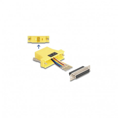 D-Sub 25-kontaktilise pesa ja RJ45 pesa paigalduskomplekt, kollane