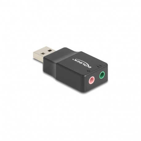 väline USB-helikaart USB-A-pistikuga kahe 3,5mm pistikupesaga Plug & Play, must