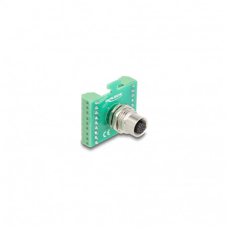 "Delock M12 Übergabemodul Adapter A-kodiert 17 Pin Buchse zu 18 Pin Terminalblock zum Einbau"